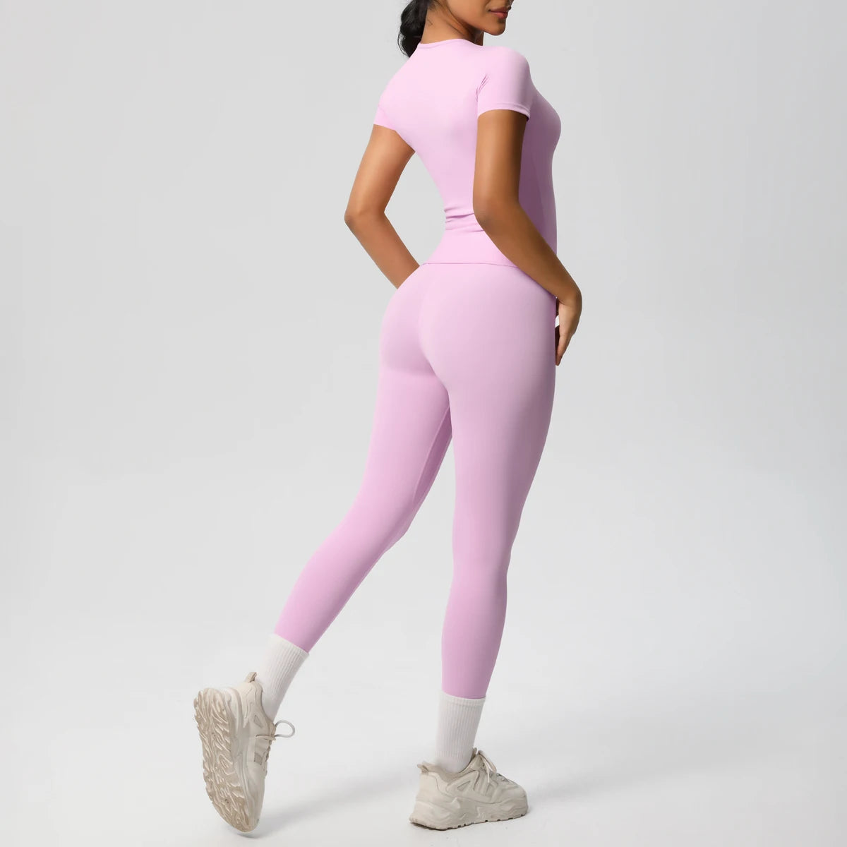 Legging Women 2pcs Patchwork Sport Yoga Suit Gym Sports Crop Tops Sexy Bodycon Crop Tube Top Workout Leggins Booty Bum Leggins