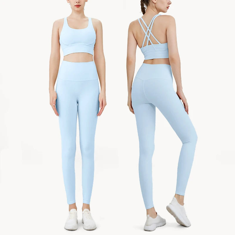 Legging  2 Piece Yoga Clothes Women's Tracksuit Quick Dry Set Breathable Fitness Suit Fitness Clothing Sports Bra Leggings Suit