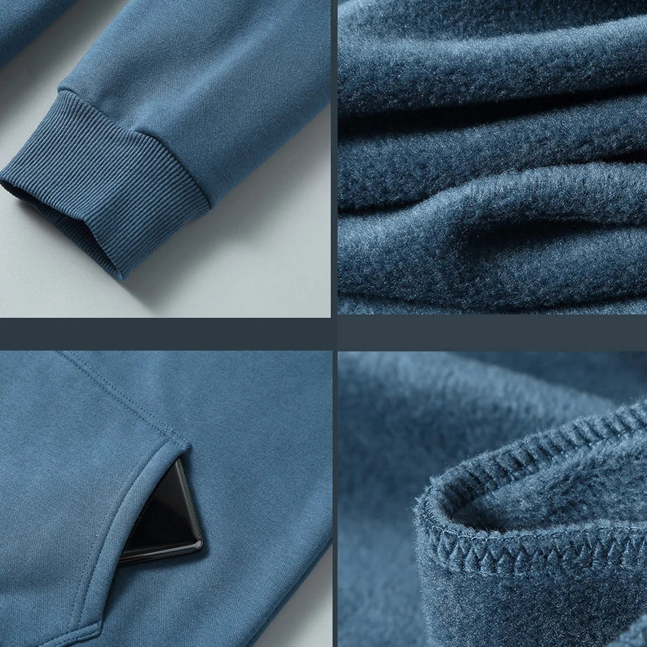JUMPER Big Size Hoodie Men Autumn Winter Fleece Hoodies Solid Color Jacket Zip Up Hoodies 12XL Blue Black Red Grey