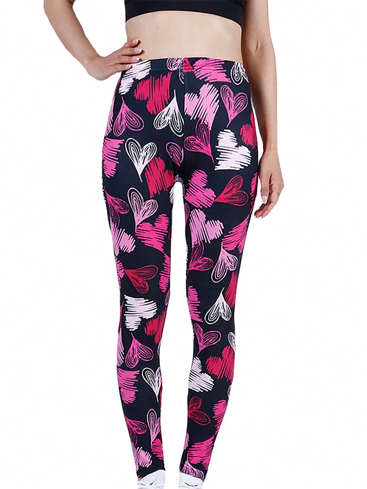 Leggings Red White Heart Shaped Cute Sexy Women's Leggings With High Elasticity Sexy Tight Fit Casual Sports Fitness Yoga Pants