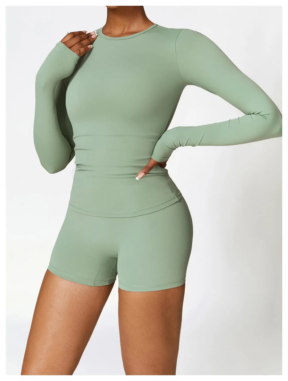 Legging 2PCS Seamless Yoga Set Women Workout Set Sportswear Gym Clothing Fitness Long Sleeve Crop Top High Waist Leggings Sports Suits