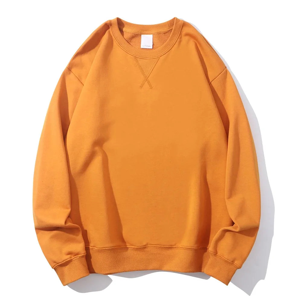 JUMPER Tight Match Heavy Inverted Triangle Loose Versatile Solid Cotton Vintage Autum Winter Long Sleeve Round Neck Sweater