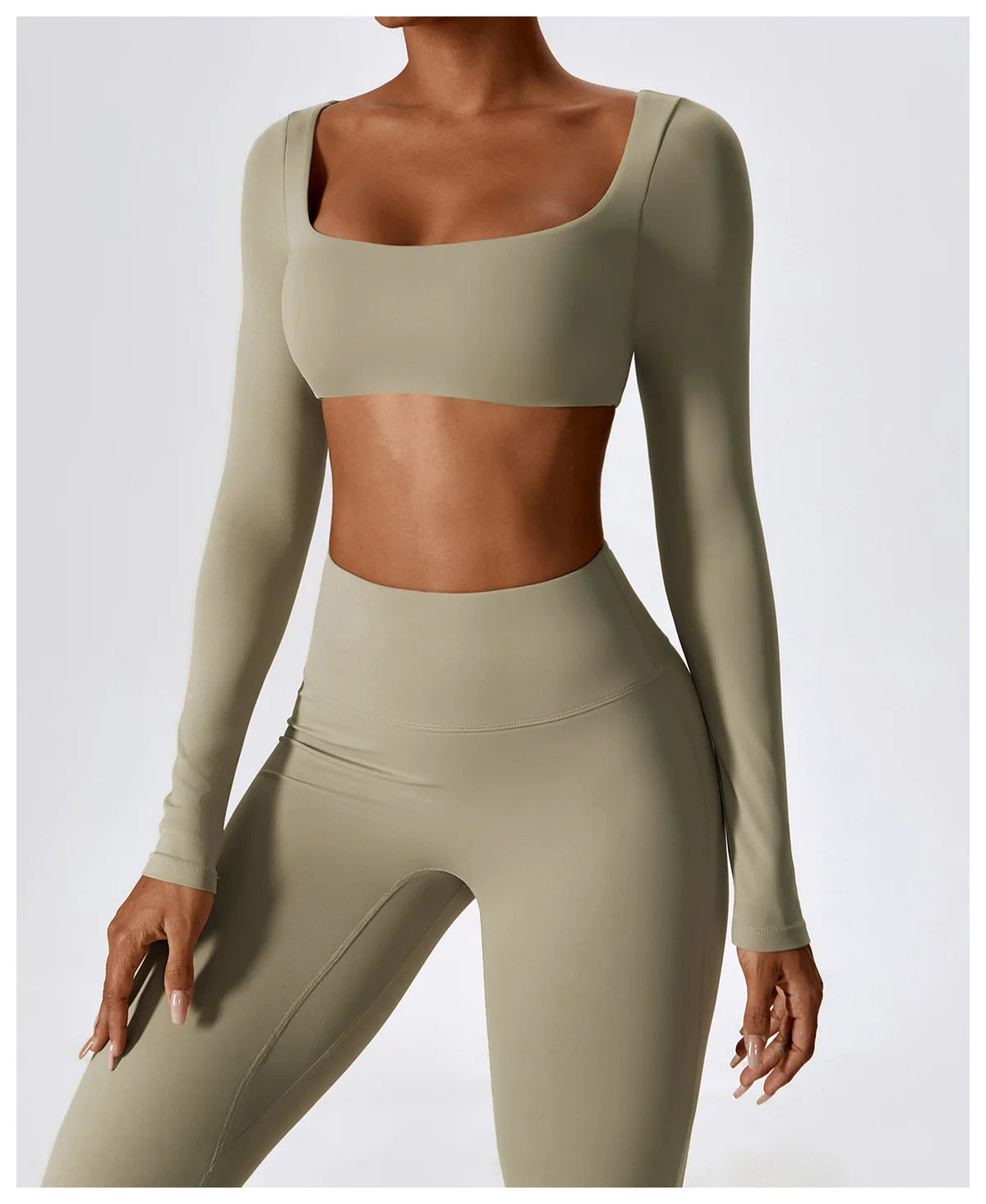 Legging Yoga Set 2PCS Seamless Women Sportswear Workout Clothes Athletic Wear Gym Legging Fitness Bra Crop Top Long Sleeve Sports Suits