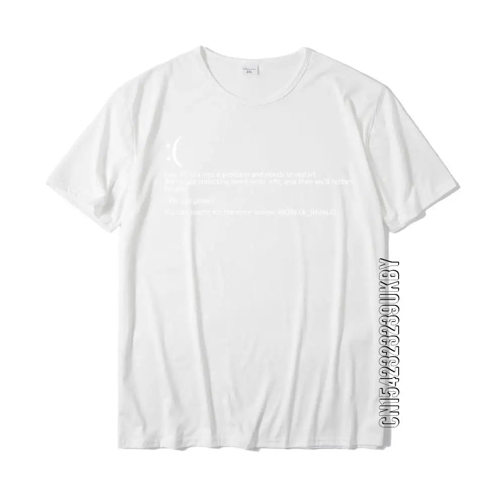Men Short Sleeve Funny Blue Screen Of Death BSOD Crash Nerd Computer Costume Top T-Shirts Camisa New Coming Men T Shirt Camisa Cotton