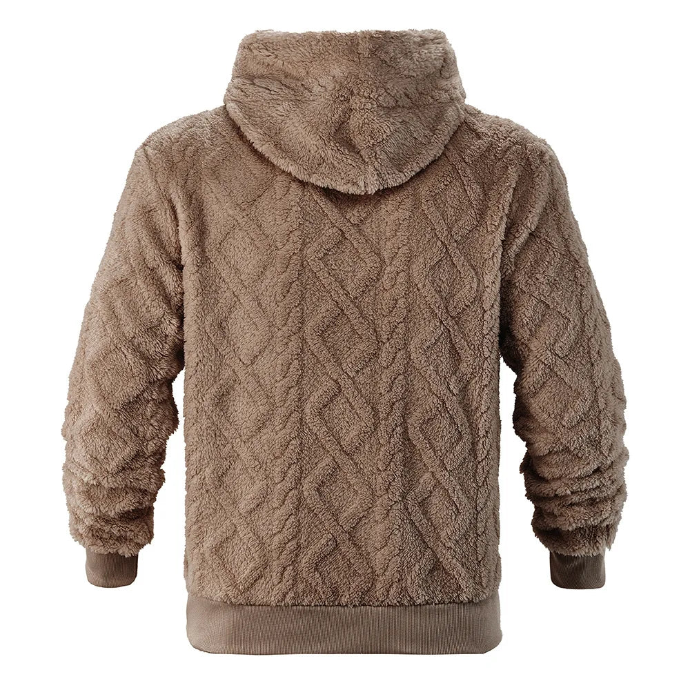 JUMPER leisure men's high street jacquard double-sided velvet hooded sports trend pullover sweater jacket