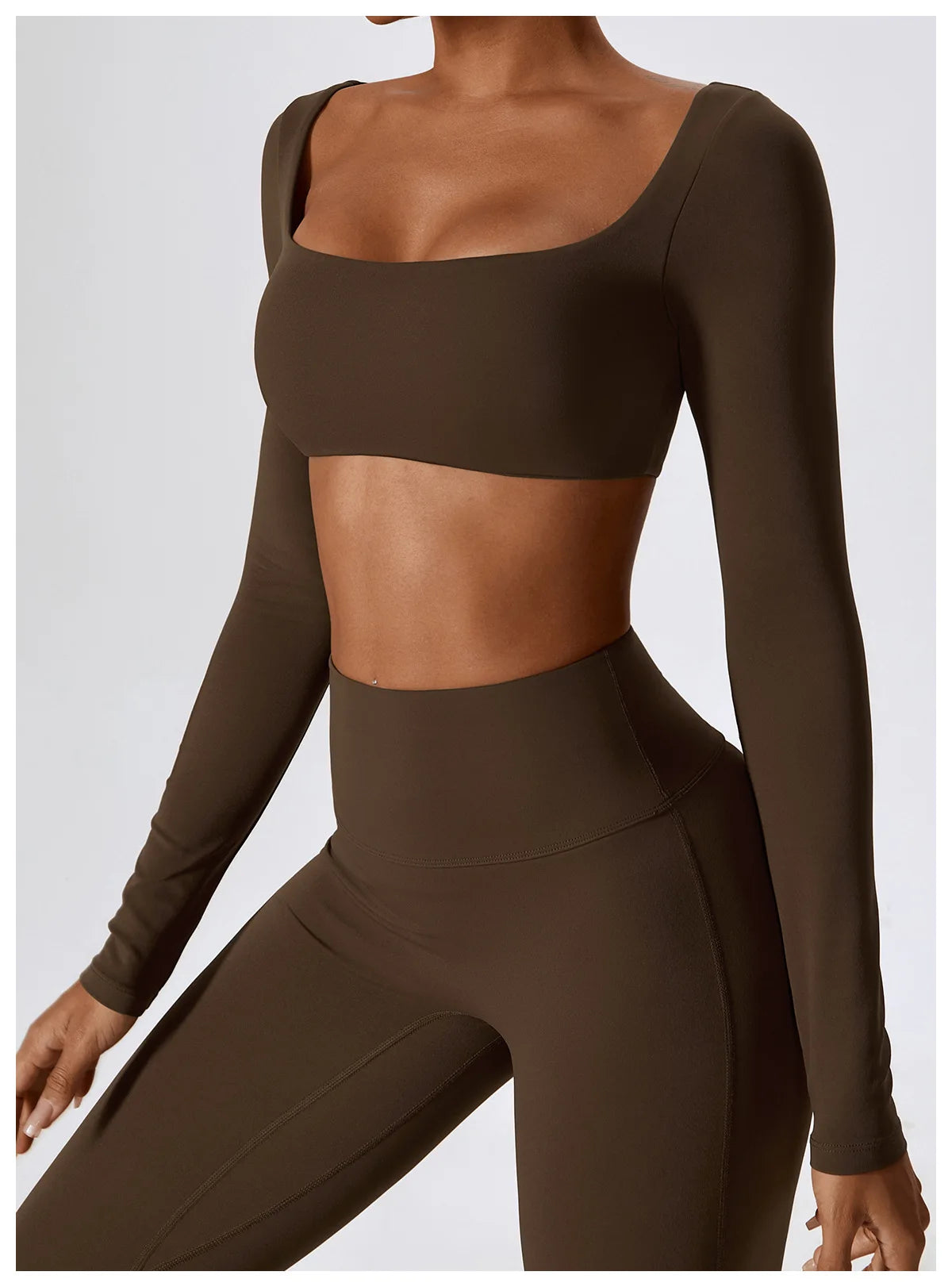 Legging Yoga Set 2PCS Seamless Women Sportswear Workout Clothes Athletic Wear Gym Legging Fitness Bra Crop Top Long Sleeve Sports Suits