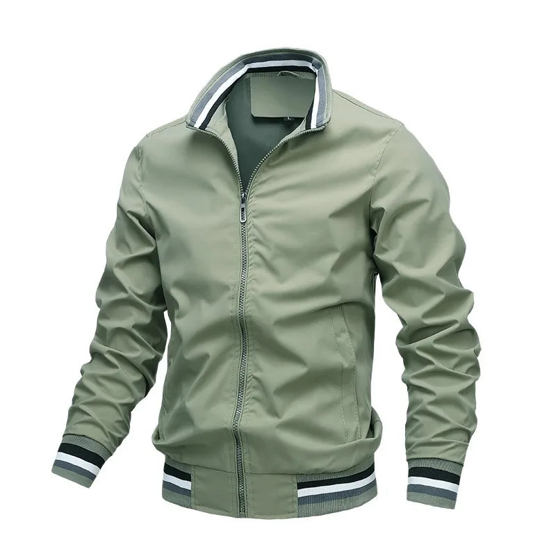 JUMPER Winter Men's Stand Collar Casual Zipper Jacket Outdoor Sports Coat Windbreaker Jacket for Men Waterproof Bomber