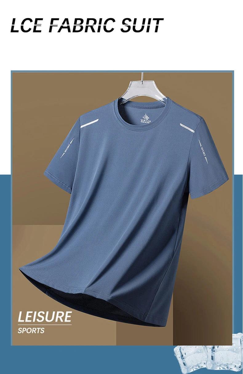 T-shirts Men's Running Quick Drying T-shirts Breathable Hiking Fishing Tees Soft Elasticity Outdoor Sports Short Shirt Summer