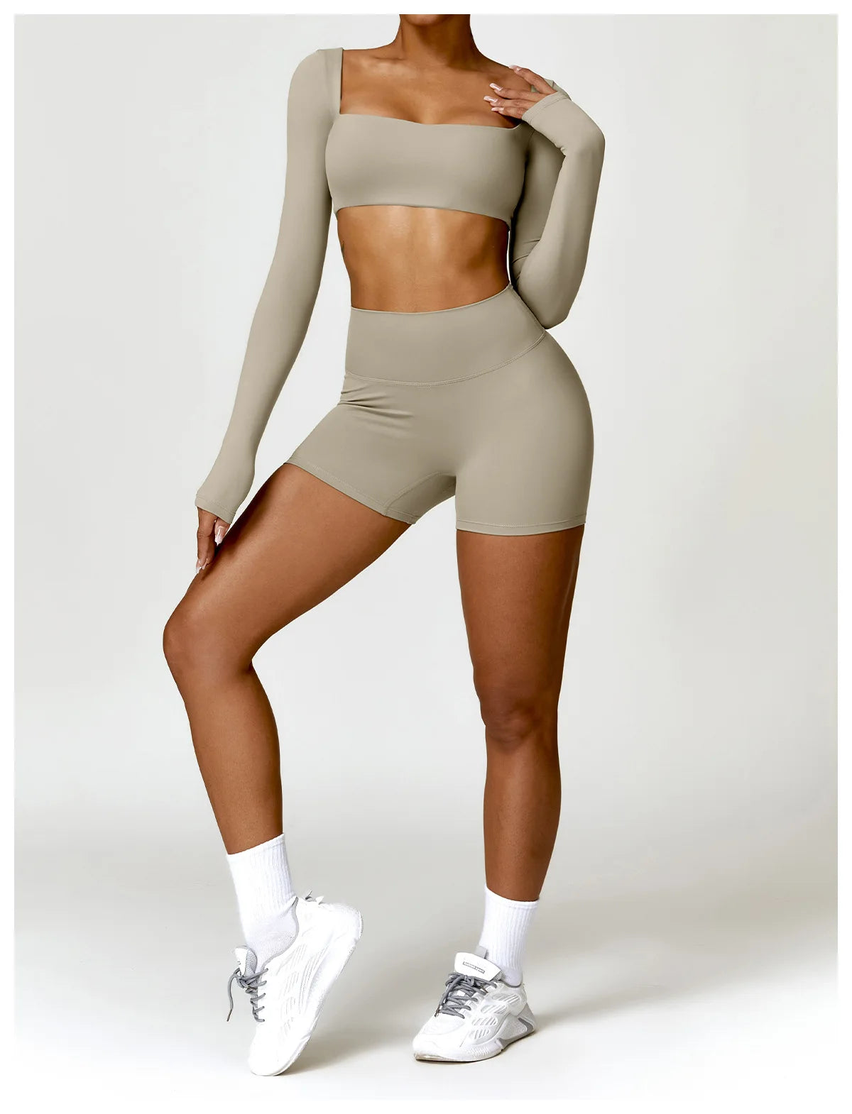Legging Women Tracksuit Yoga Set 2PCS Sportswear Workout Clothes Athletic Wear Gym Legging Fitness Bra Crop Top Long Sleeve Sports Suits