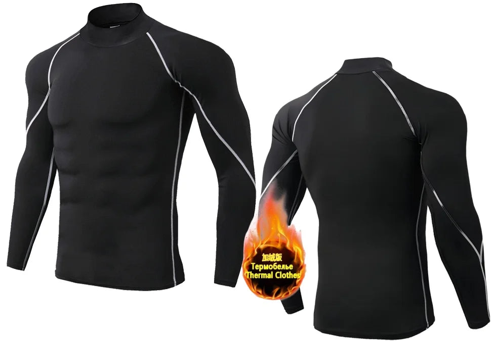 T-shirts Winter Man Compression Shirt Cycling Clothing Warmth Shirt Warm Bottoming Shirt Men Compression T-Shirt Gym Sportswear 2024 New
