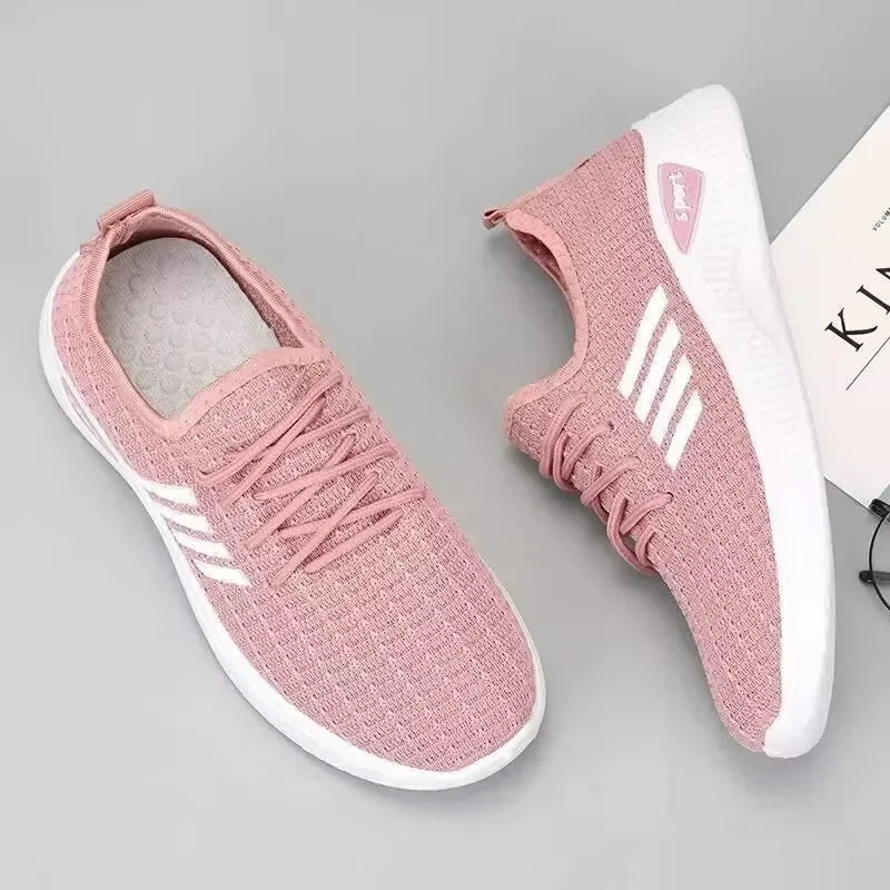 Women Sneakers Mesh Low-Top Running Sneakers with Air Mesh for Spring and Summer Women Flat Shoes