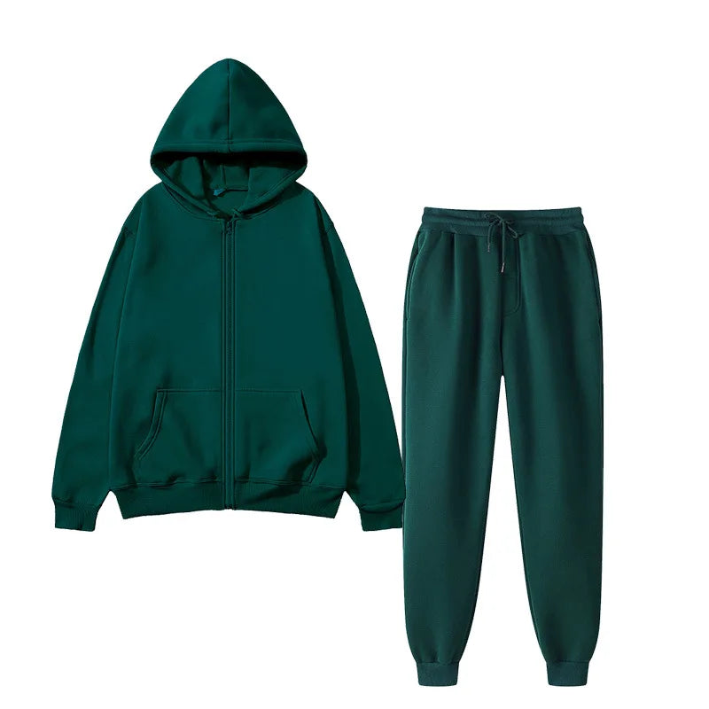 JUMPER New Solid Color Hoodie+pants Two-piece Set Womens Fashionable Casual Sports Set  Size S-3XL Female Suit
