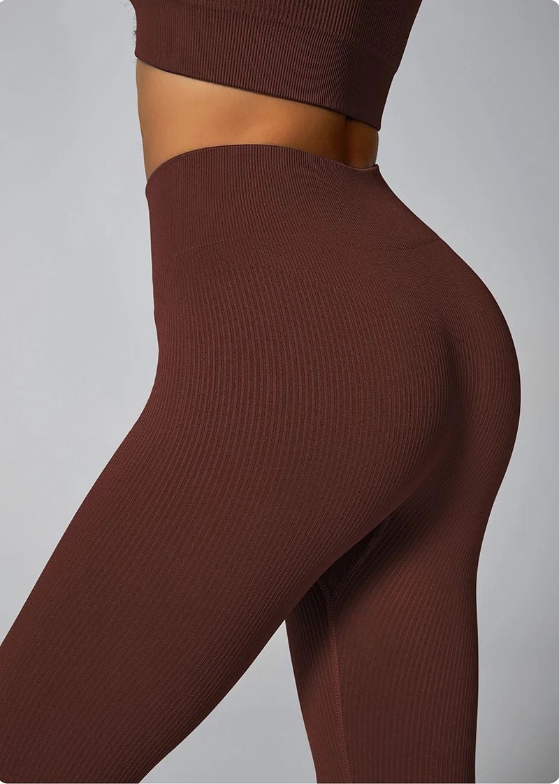 Leggings Women's seamless knitted thread yoga pants high waisted sports leggings hip lifting running training slimming and fashionable