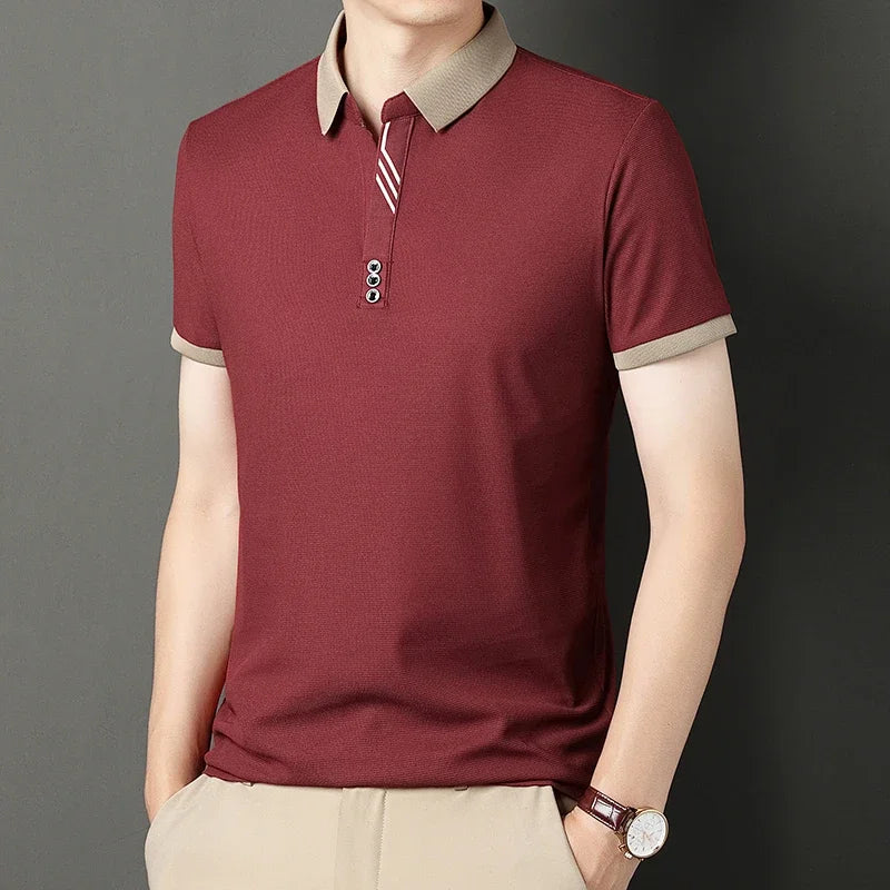 Polo Men's Solid Color Casual Fashion Short Sleeve Polo Shirt Summer Comfortable Top for Business And Leisure
