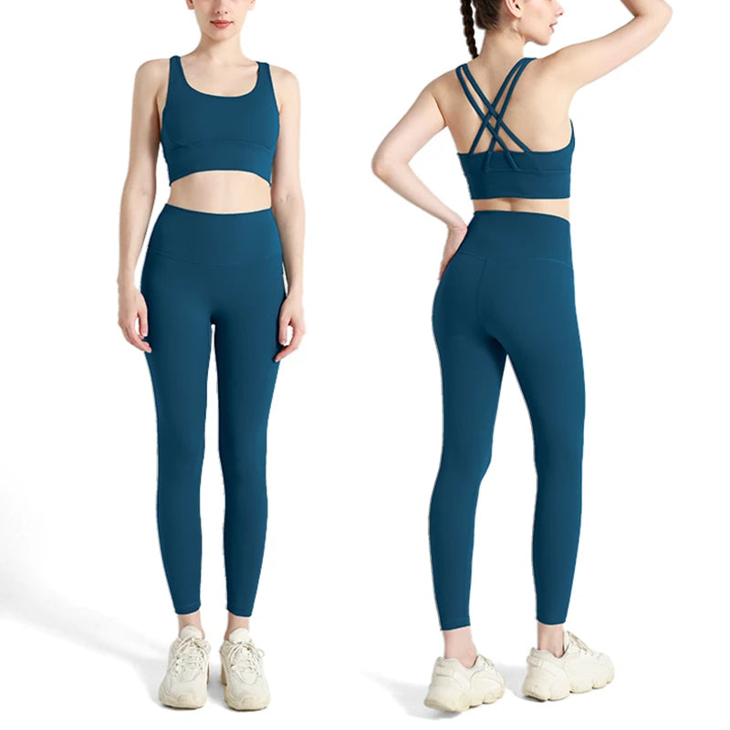 Legging  2 Piece Yoga Clothes Women's Tracksuit Quick Dry Set Breathable Fitness Suit Fitness Clothing Sports Bra Leggings Suit