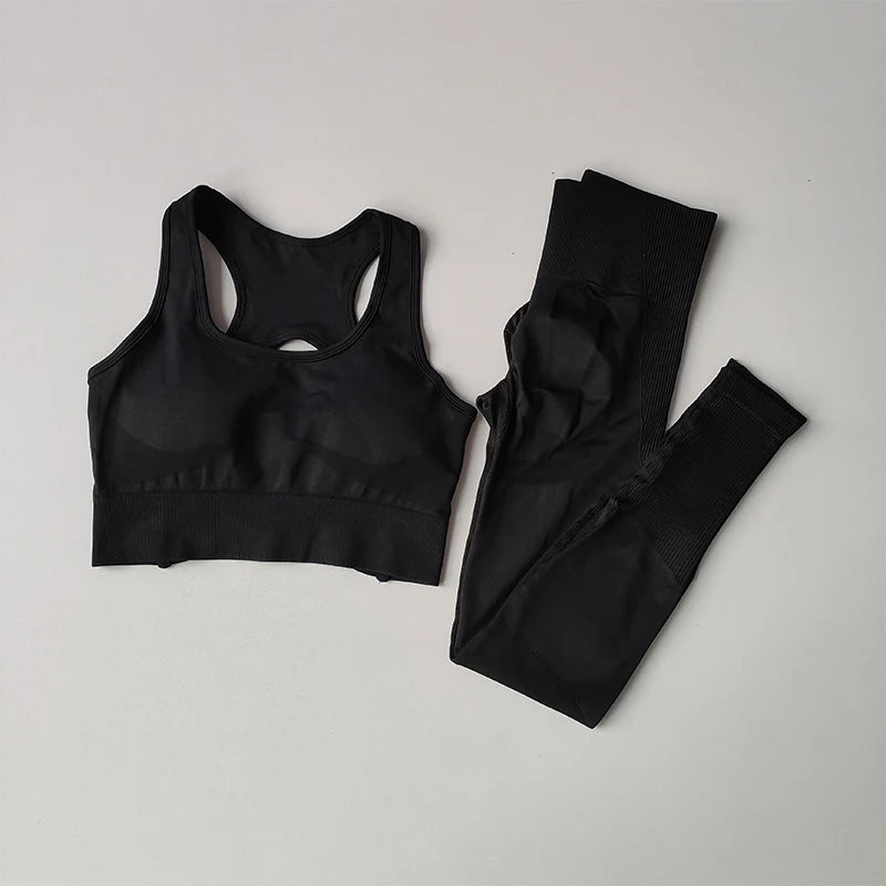Legging 2PCS Sports Bra Women's Set Professional Fitness Tank Top Bra Shockproof Running Leggings Yoga Suit Beautiful Back Bra Clothing