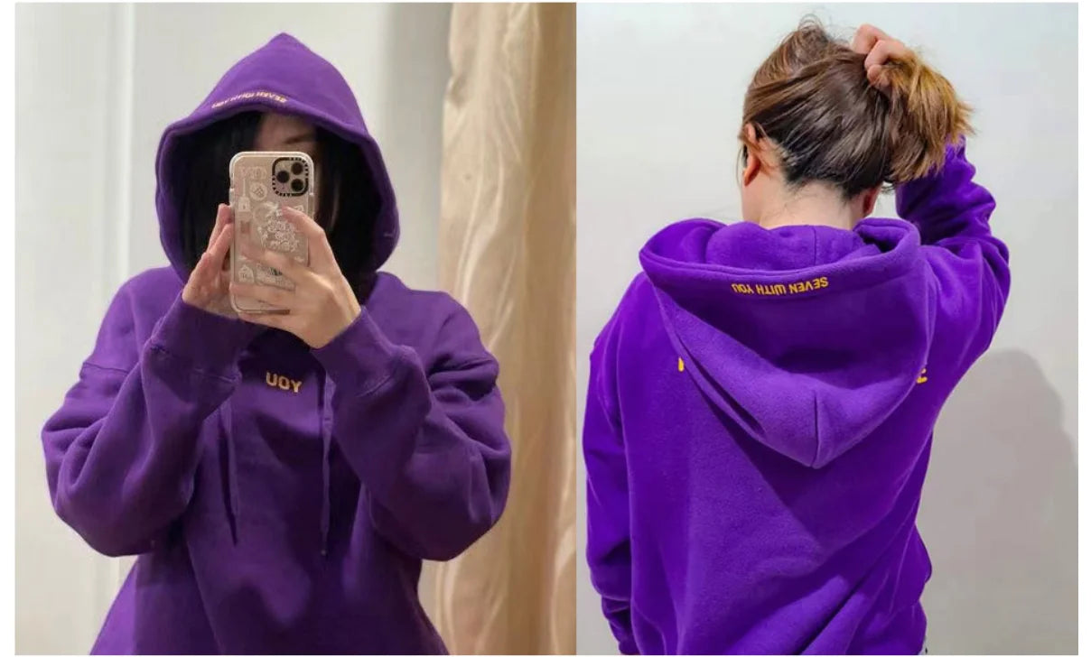 Hoodies Women Original  Hoodie Printed Seven With You 13 You Never Walk Alone Digital File Jimin Merch For Fans Card Purple Sweatshirt