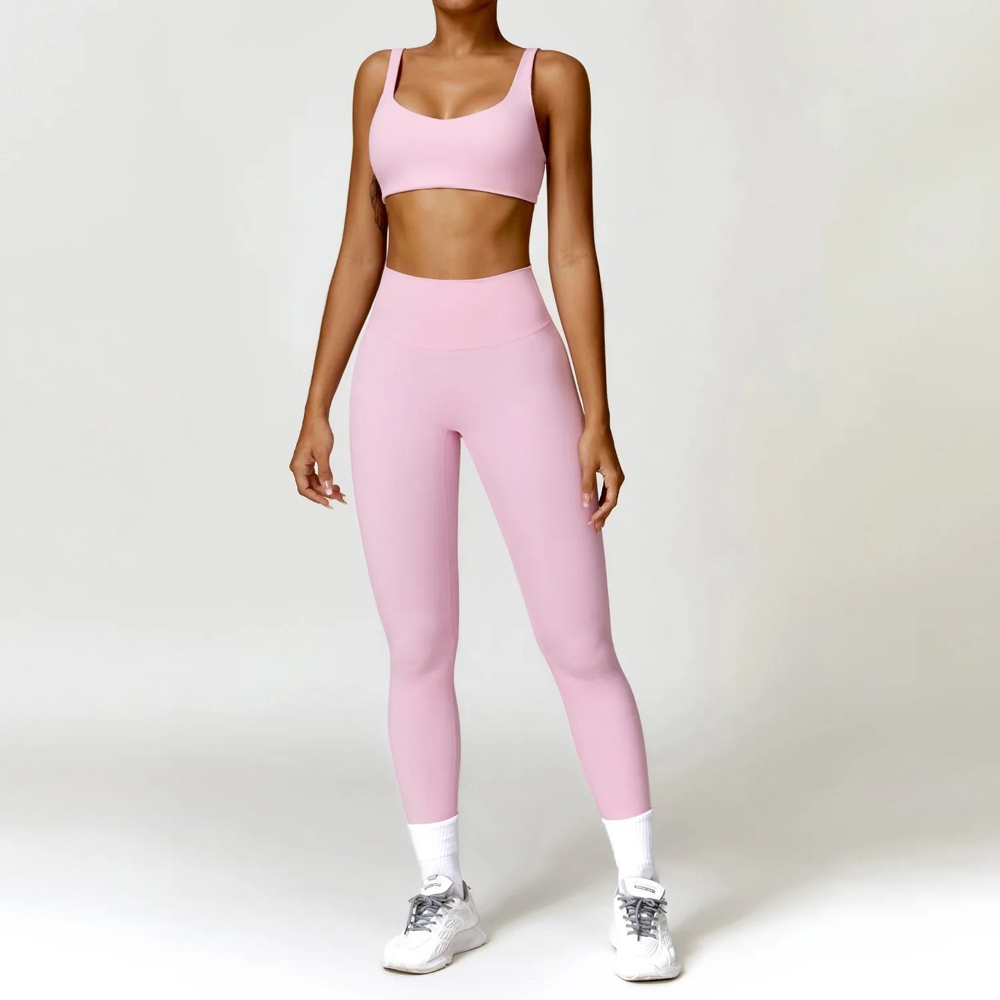 Legging Women Tracksuit Yoga Set 2PCS Sportswear Workout Clothes Athletic Wear Gym Legging Fitness Bra Crop Top Long Sleeve Sports Suits