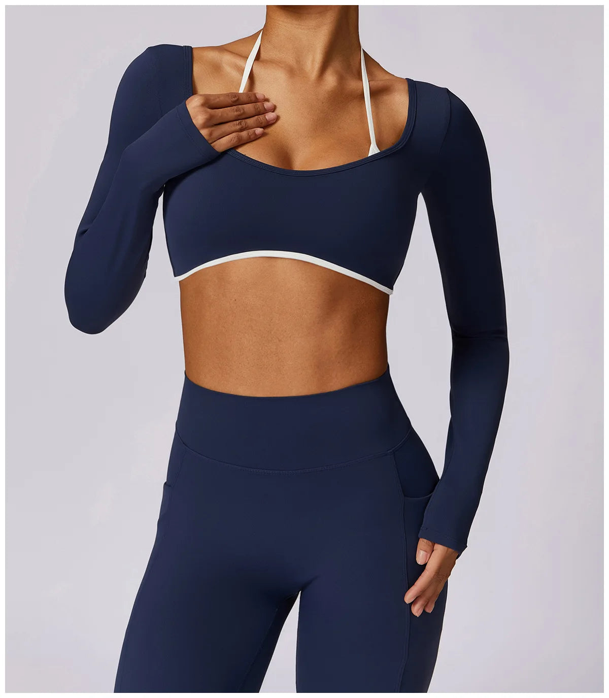 Legging Yoga Set 2PCS Women Sportswear Push Up Workout Clothes Athletic Wear Gym Legging Fitness Bra Crop Top Long Sleeve Sports Suits