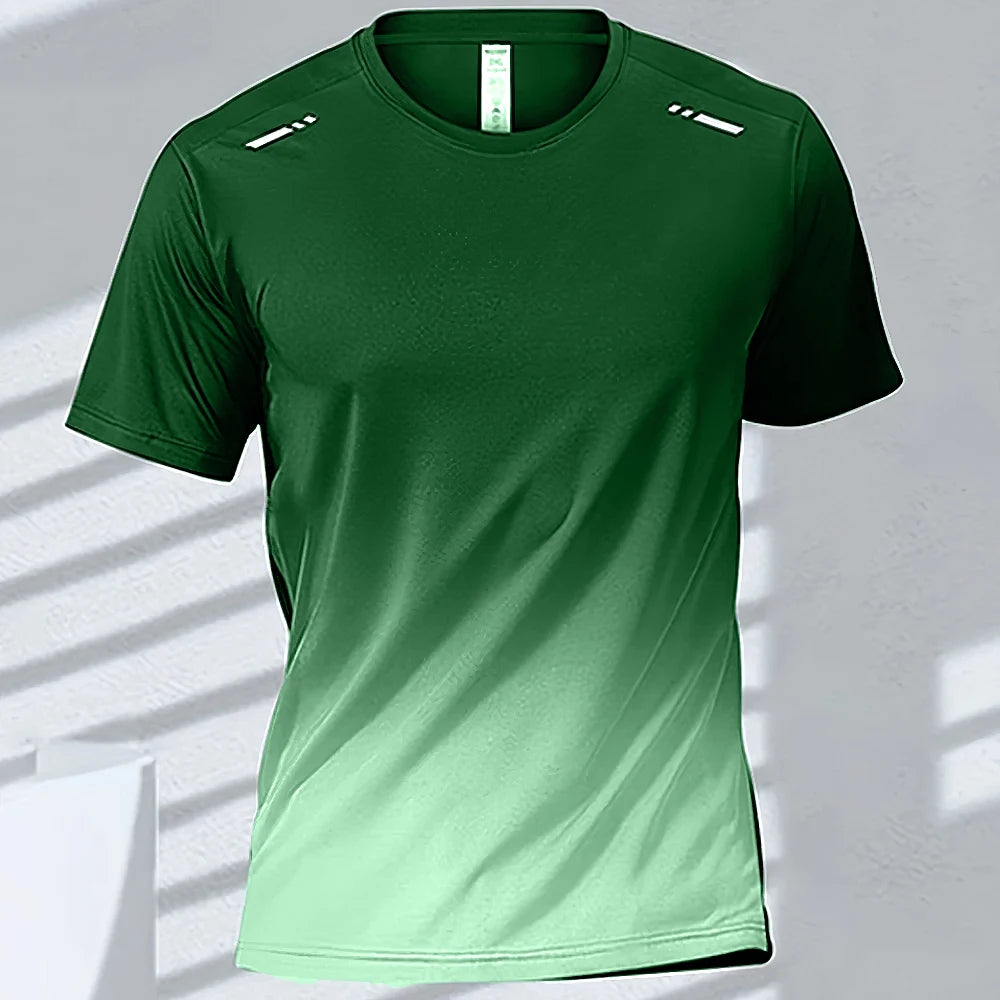T-Shirts Sports Fitness Sportswear Quick-Drying Gradient Short Sleeve Tops Outdoor Basketball Training Running Men Clothes