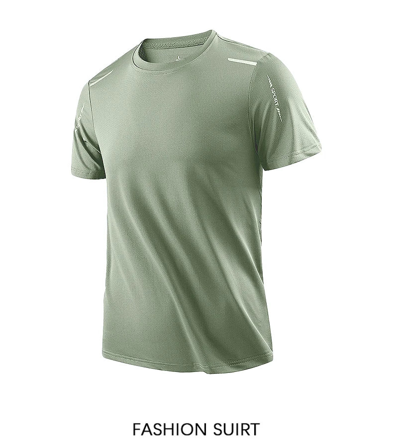 T-shirts Men's Running Quick Drying T-shirts Breathable Hiking Fishing Tees Soft Elasticity Outdoor Sports Short Shirt Summer