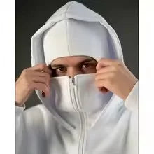 JUMPER Men and women Balaclava Y2K Gothic Harajuku winter new item double hooded sweatshirt men's hooded mask zipper sportswear
