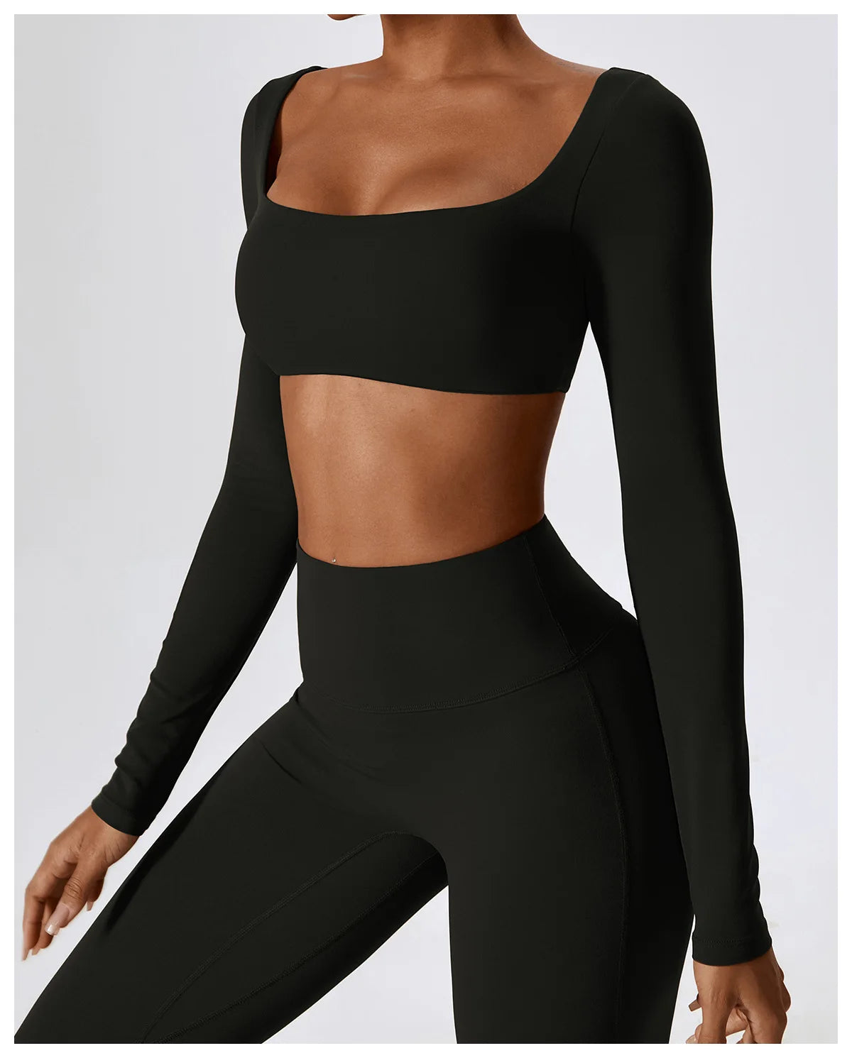 Legging Yoga Set 2PCS Seamless Women Sportswear Workout Clothes Athletic Wear Gym Legging Fitness Bra Crop Top Long Sleeve Sports Suits