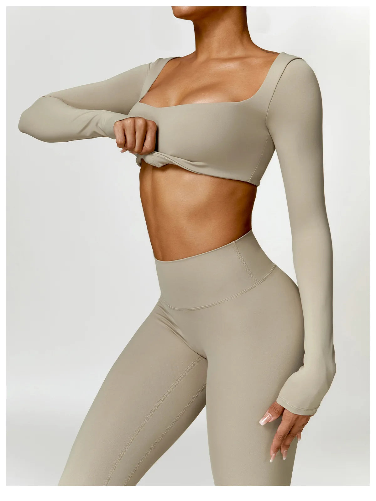 Legging Women Tracksuit Yoga Set 2PCS Sportswear Workout Clothes Athletic Wear Gym Legging Fitness Bra Crop Top Long Sleeve Sports Suits