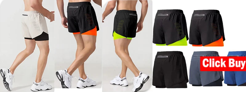 Shorts  Sportswear Double-deck Running Shorts 2 In 1 Beach Bottoms Summer Gym Fitness Training Jogging Short Pants Men