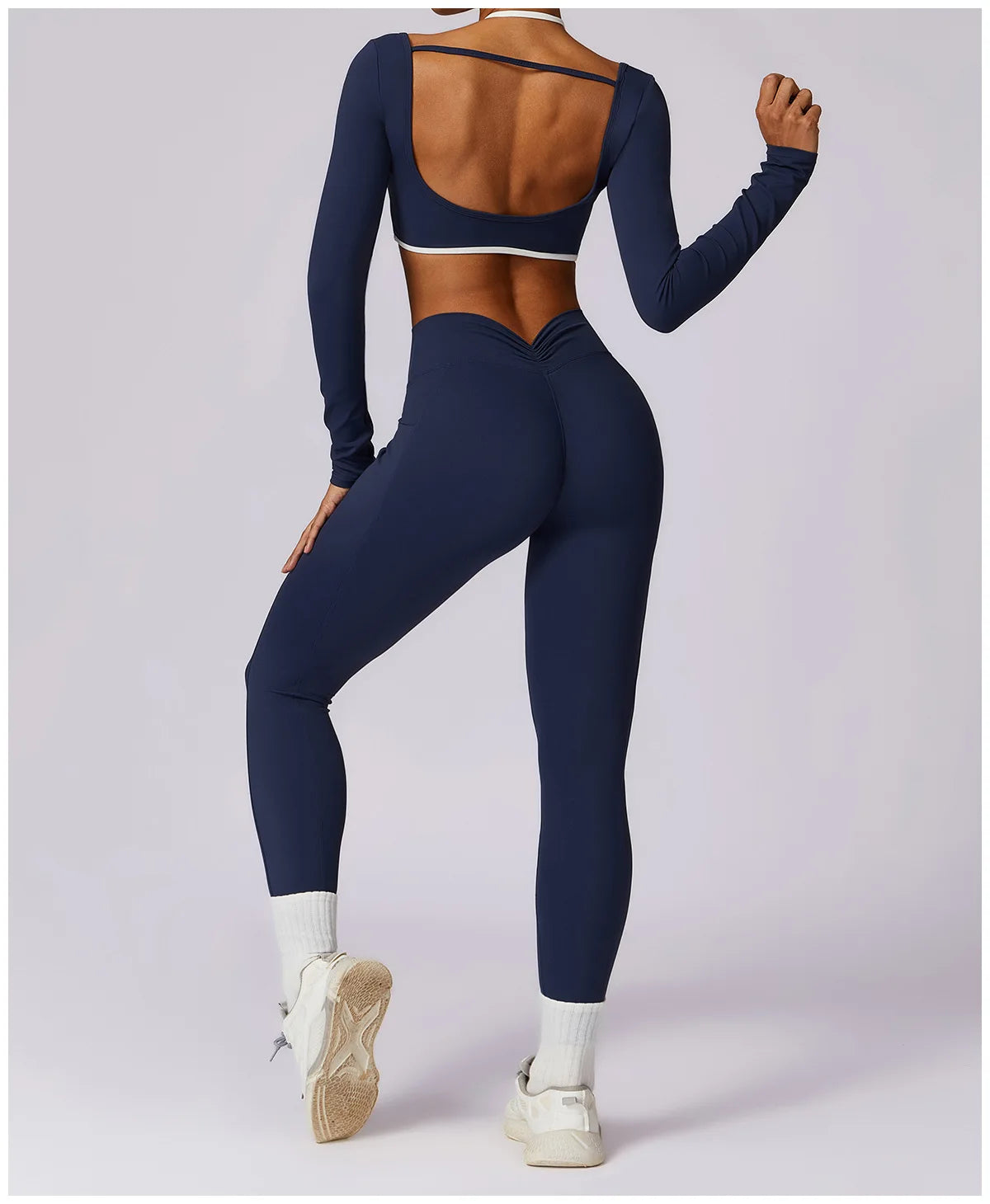 Legging Yoga Set 2PCS Women Sportswear Push Up Workout Clothes Athletic Wear Gym Legging Fitness Bra Crop Top Long Sleeve Sports Suits