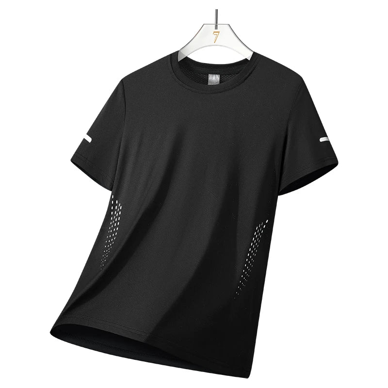 T-shirts Men's Running Quick Drying T-shirts Breathable Hiking Fishing Tees Soft Elasticity Outdoor Sports Short Shirt Summer