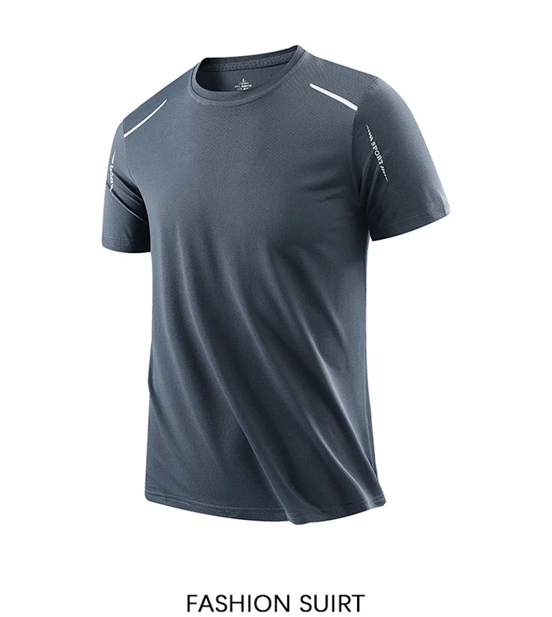 T-shirts Men's Running Quick Drying T-shirts Breathable Hiking Fishing Tees Soft Elasticity Outdoor Sports Short Shirt Summer