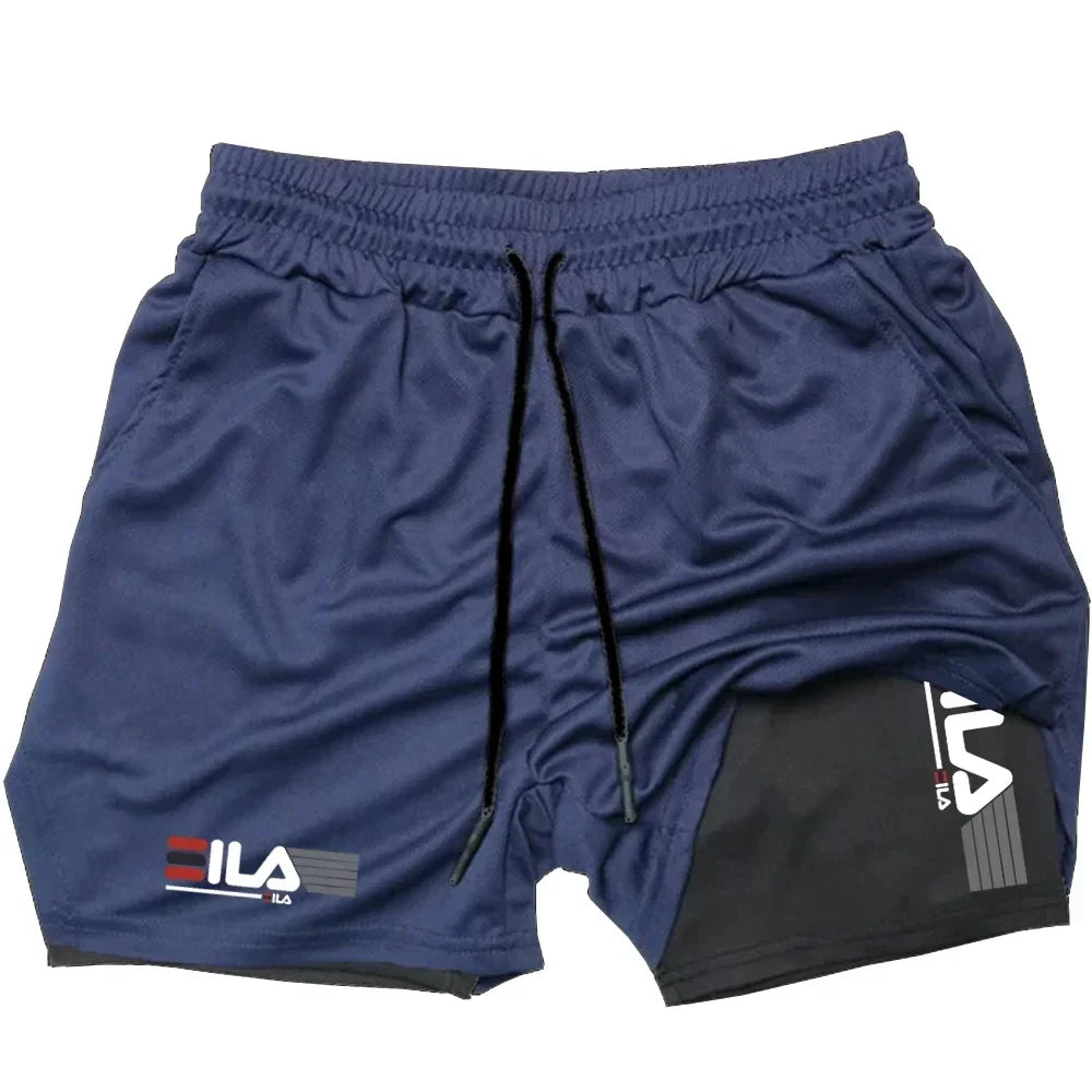 Shorts Men's Two-in-one Sports Shorts Breathable Casual Quick-drying Double-layer Shorts Summer Running Sportswear Bottoms M-3XL