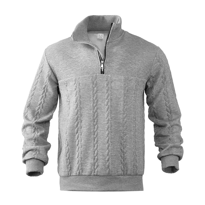 JUMPER Casual stand-up collar zipper pullover loose knitted jacquard autumn and winter long-sleeved sweater men's top