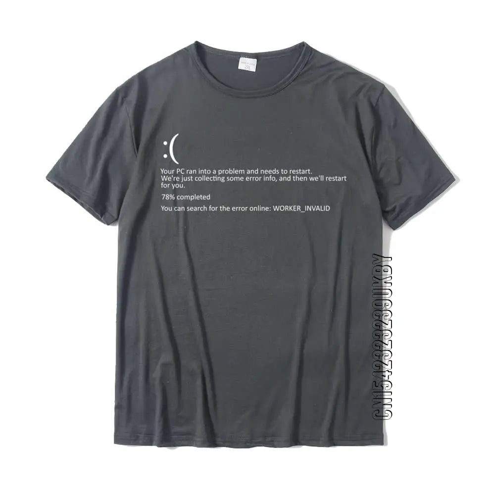 Men Short Sleeve Funny Blue Screen Of Death BSOD Crash Nerd Computer Costume Top T-Shirts Camisa New Coming Men T Shirt Camisa Cotton
