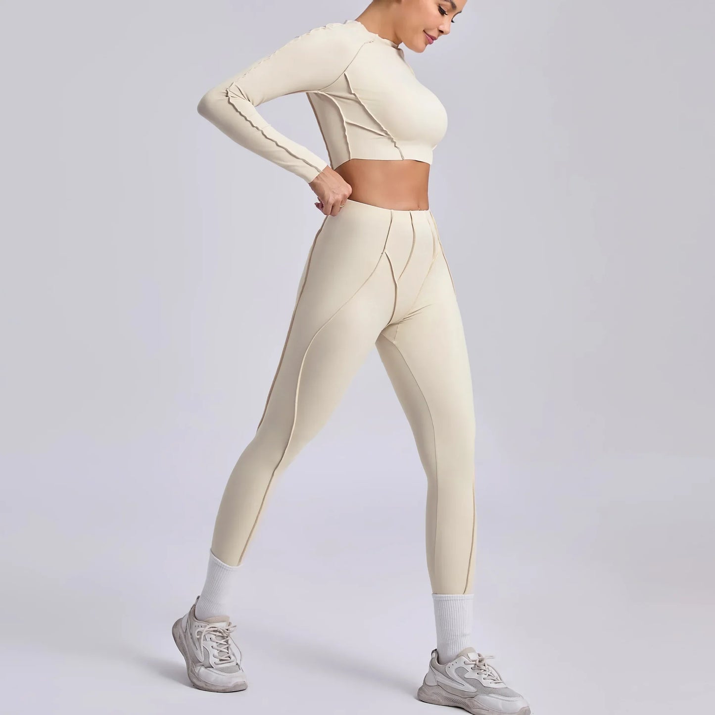 Legging Seamless Yoga Sets Sports Fitness Hip-lifting High Waist Skinny Long-sleeved Suit Running Workout Gym Leggings Sets for Women