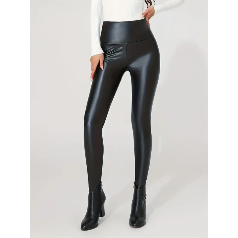Leggings  Women's Tight Pants With High Waist And Sexy Faux Leather Texture Long Pants With Leggings