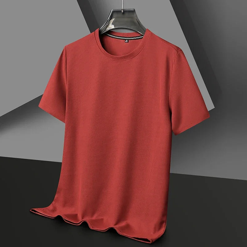 Men Short Sleeve New Summer Waffle Round Neck Short Sleeved T-shirt for Men's Short Sleeved Top