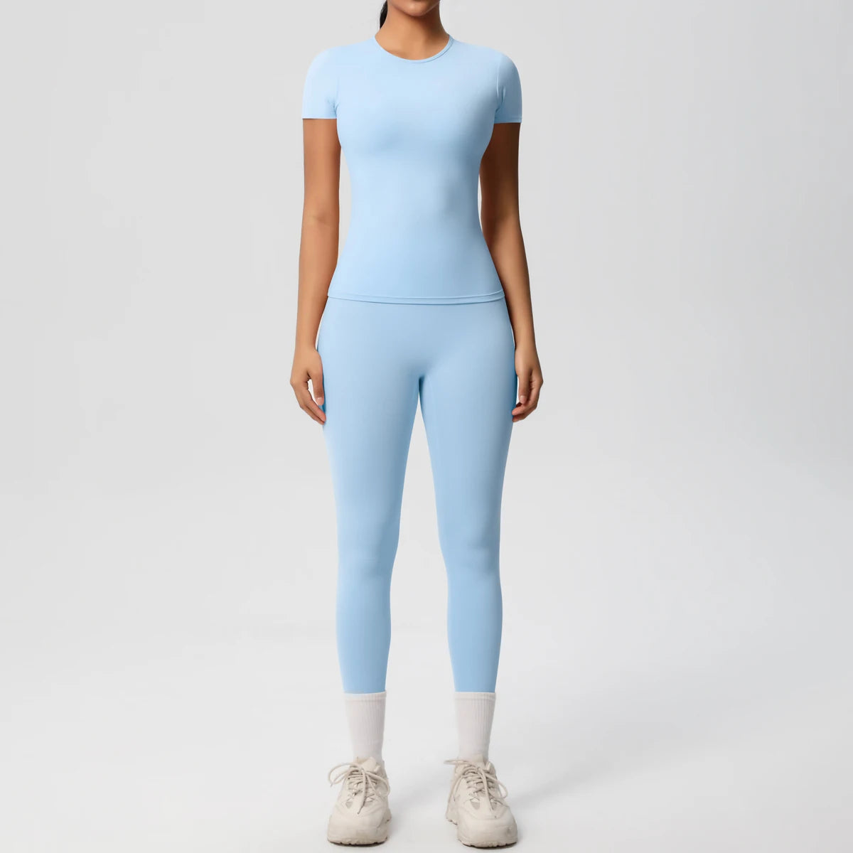 Legging Women 2pcs Patchwork Sport Yoga Suit Gym Sports Crop Tops Sexy Bodycon Crop Tube Top Workout Leggins Booty Bum Leggins