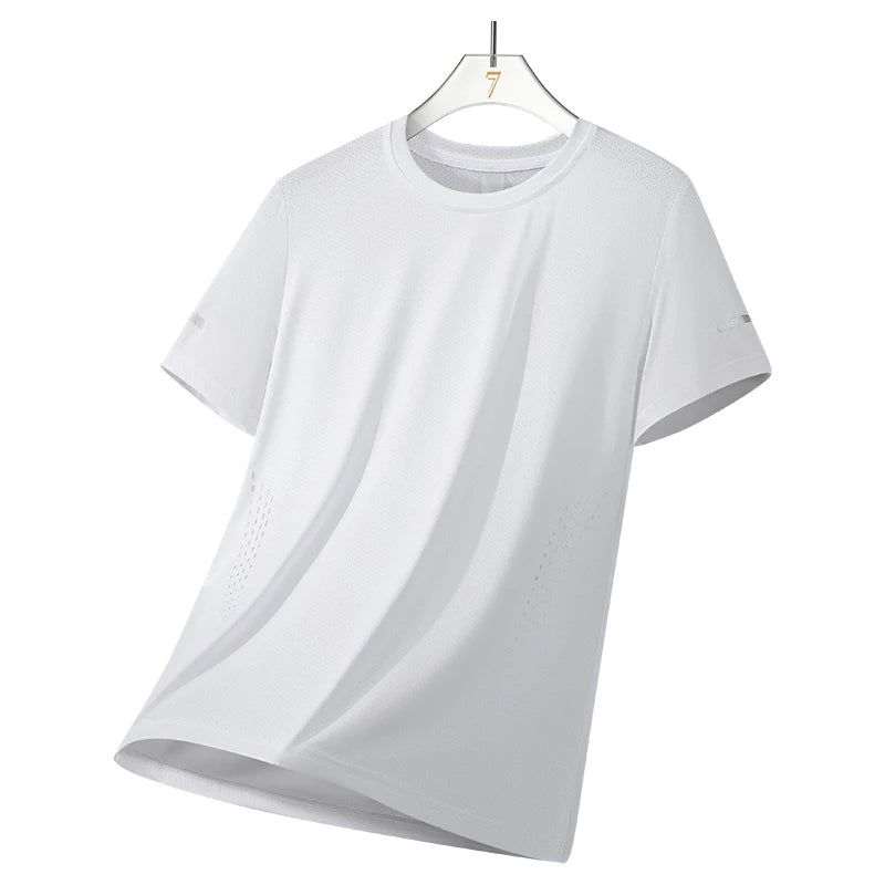 T-shirts Men's Running Quick Drying T-shirts Breathable Hiking Fishing Tees Soft Elasticity Outdoor Sports Short Shirt Summer