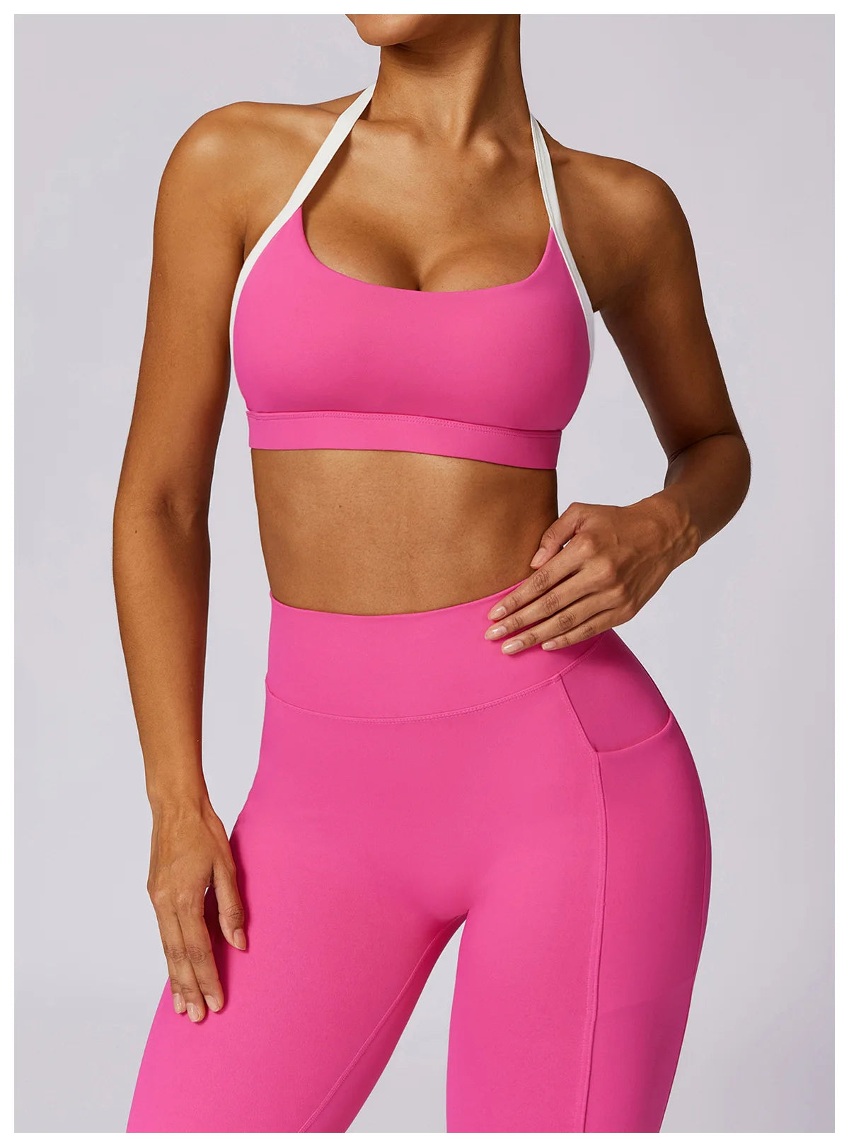 Legging Yoga Set 2PCS Women Sportswear Push Up Workout Clothes Athletic Wear Gym Legging Fitness Bra Crop Top Long Sleeve Sports Suits