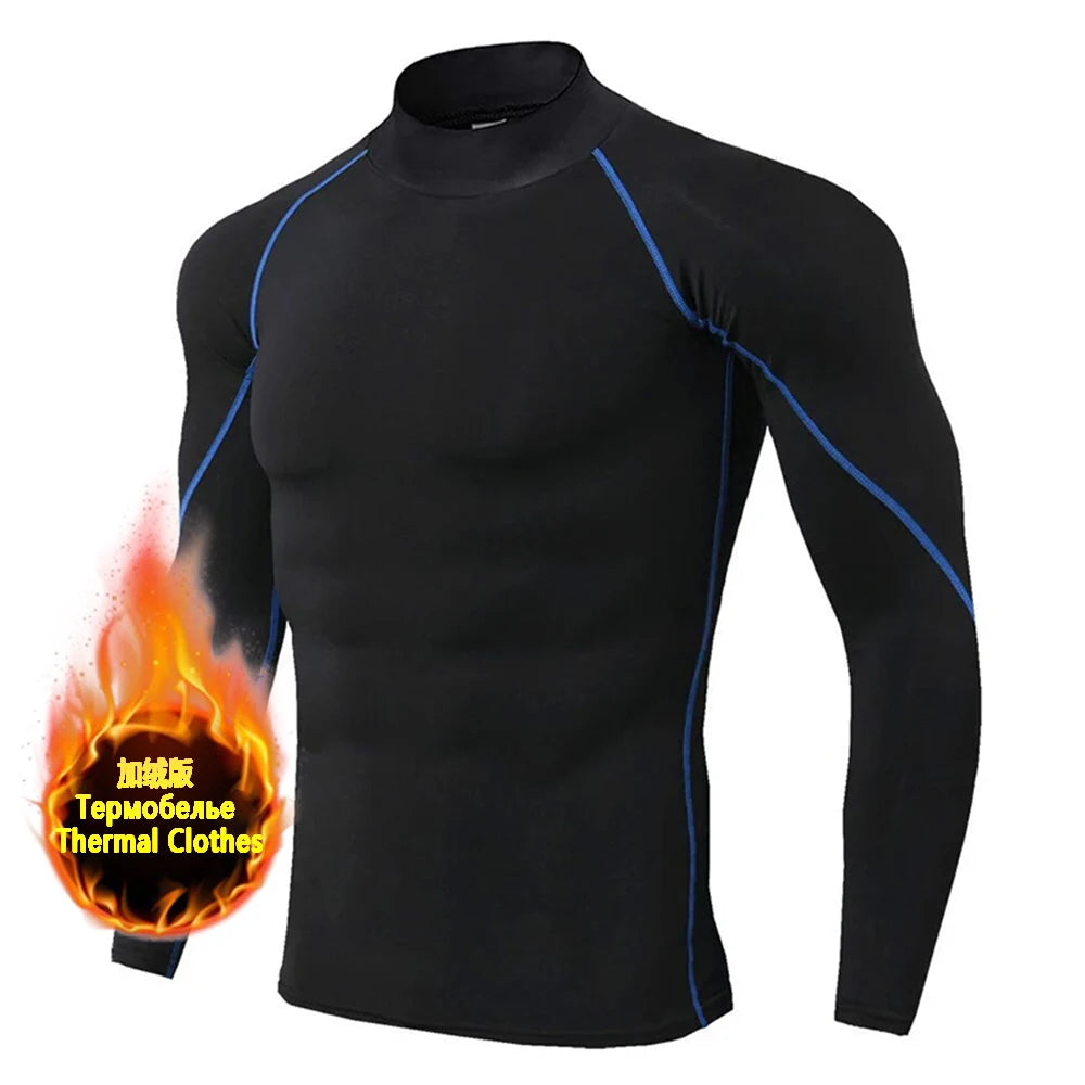 T-shirts Winter Man Compression Shirt Cycling Clothing Warmth Shirt Warm Bottoming Shirt Men Compression T-Shirt Gym Sportswear 2024 New