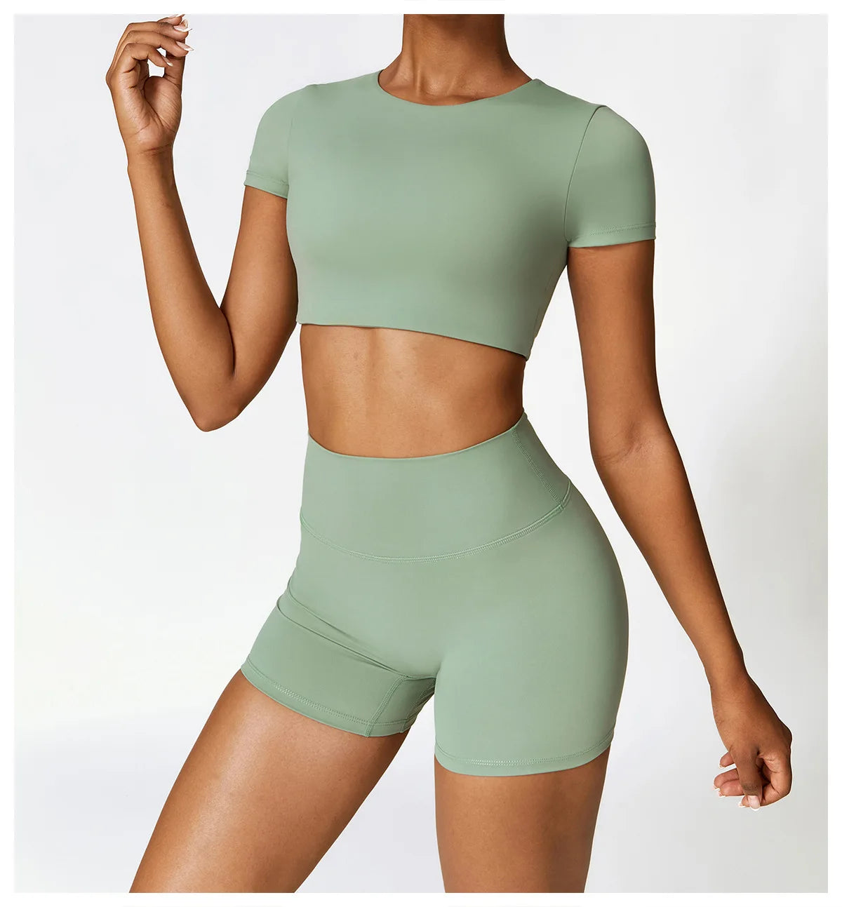 Legging 2PCS Seamless Yoga Set Women Workout Set Sportswear Gym Clothing Fitness Long Sleeve Crop Top High Waist Leggings Sports Suits