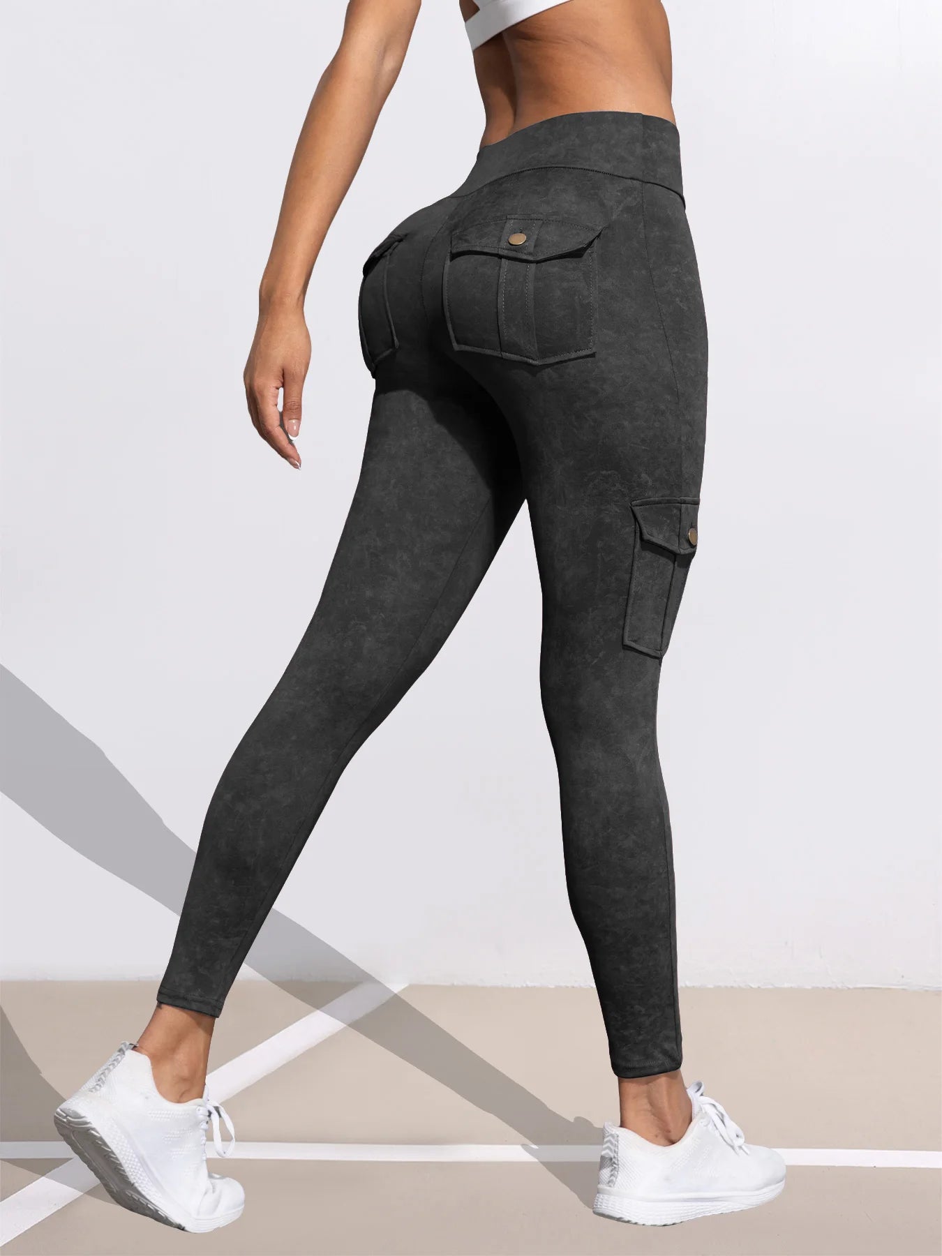 Leggings  1/3 PCS Washed Print Work Pocket Women Leggings Elastic Butt Lifting Fitness Tights 2025 New Athletic Pants Fashion Streetwear