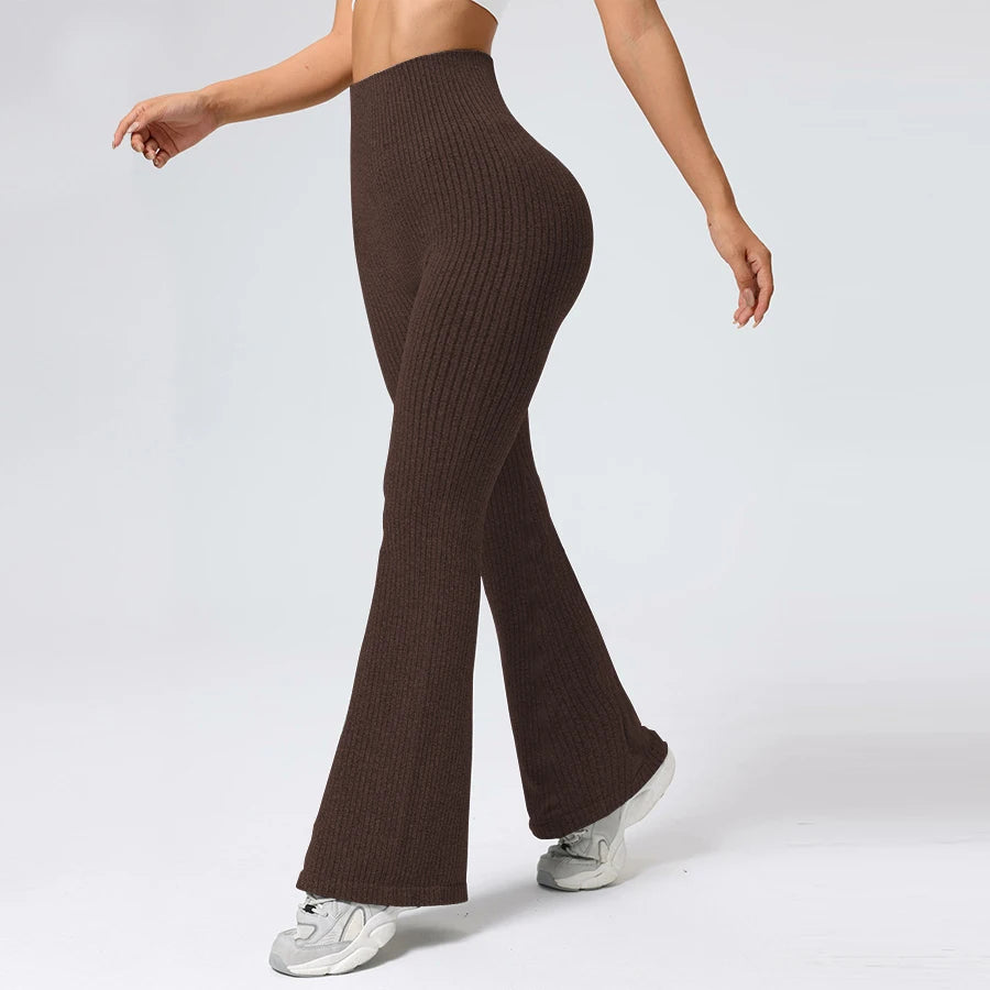Leggings Breathable Flared Trousers Yoga-to-Street Chic Athleisure Fitness Pants Trendy Women's High-Waisted Yoga Gym Wear 4-Way Stretch