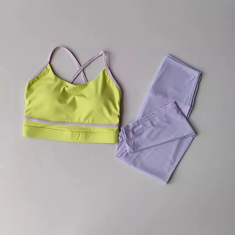 Legging Women's Yoga Set Workout Set 2 Piece High Waist Yoga Leggings Sports Bra Gym Suit Activewear Sports Fitness Set Sports Suit