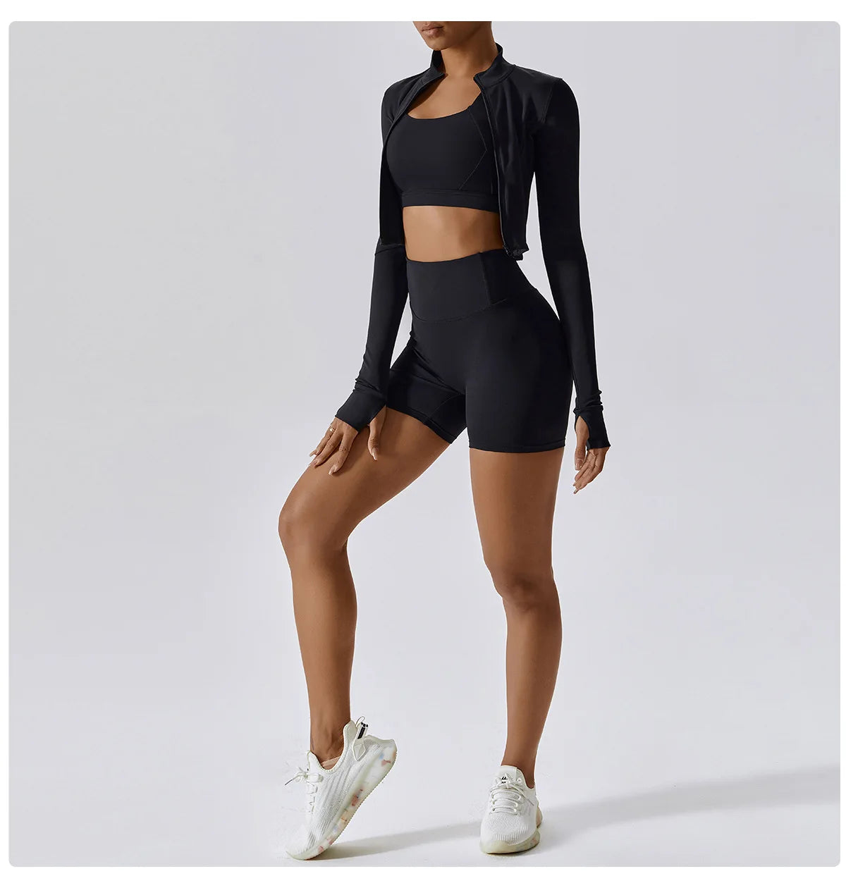 Legging 3PCS Yoga Set Women Workout Sets Sportswear Gym Clothing Fitness zipper Long Sleeve High Waist Leggings Sports Suits Yoga Suit
