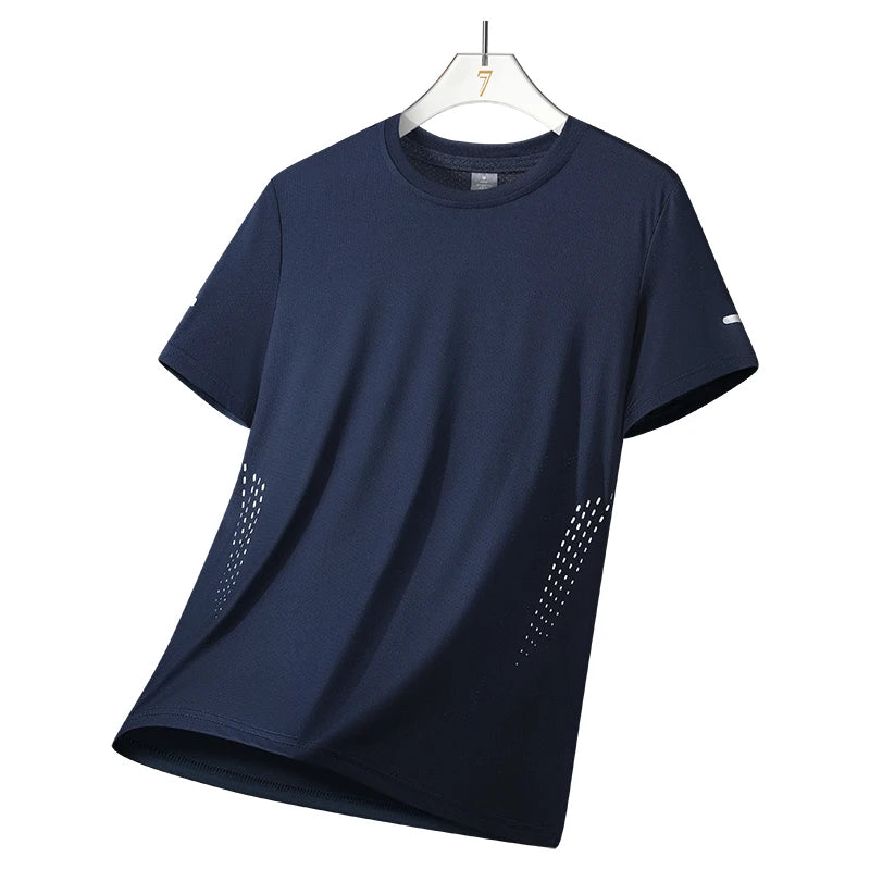 T-shirts Men's Running Quick Drying T-shirts Breathable Hiking Fishing Tees Soft Elasticity Outdoor Sports Short Shirt Summer