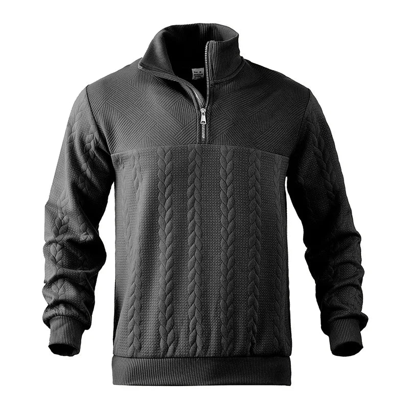 JUMPER  Casual stand-up collar zipper pullover loose knitted jacquard autumn and winter long-sleeved sweater men's top