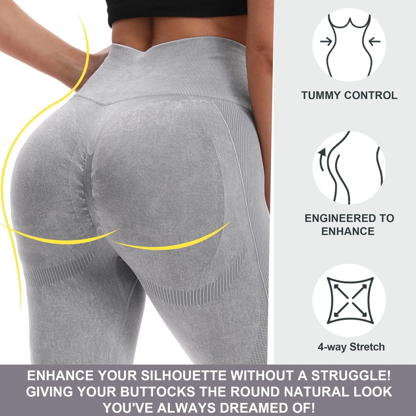 Leggings 2 Pack Women's High Waisted Sexy Butt Lifting Seamless Solid Color Yoga Leggings Elastic And Breathable Fitness Sports Pants